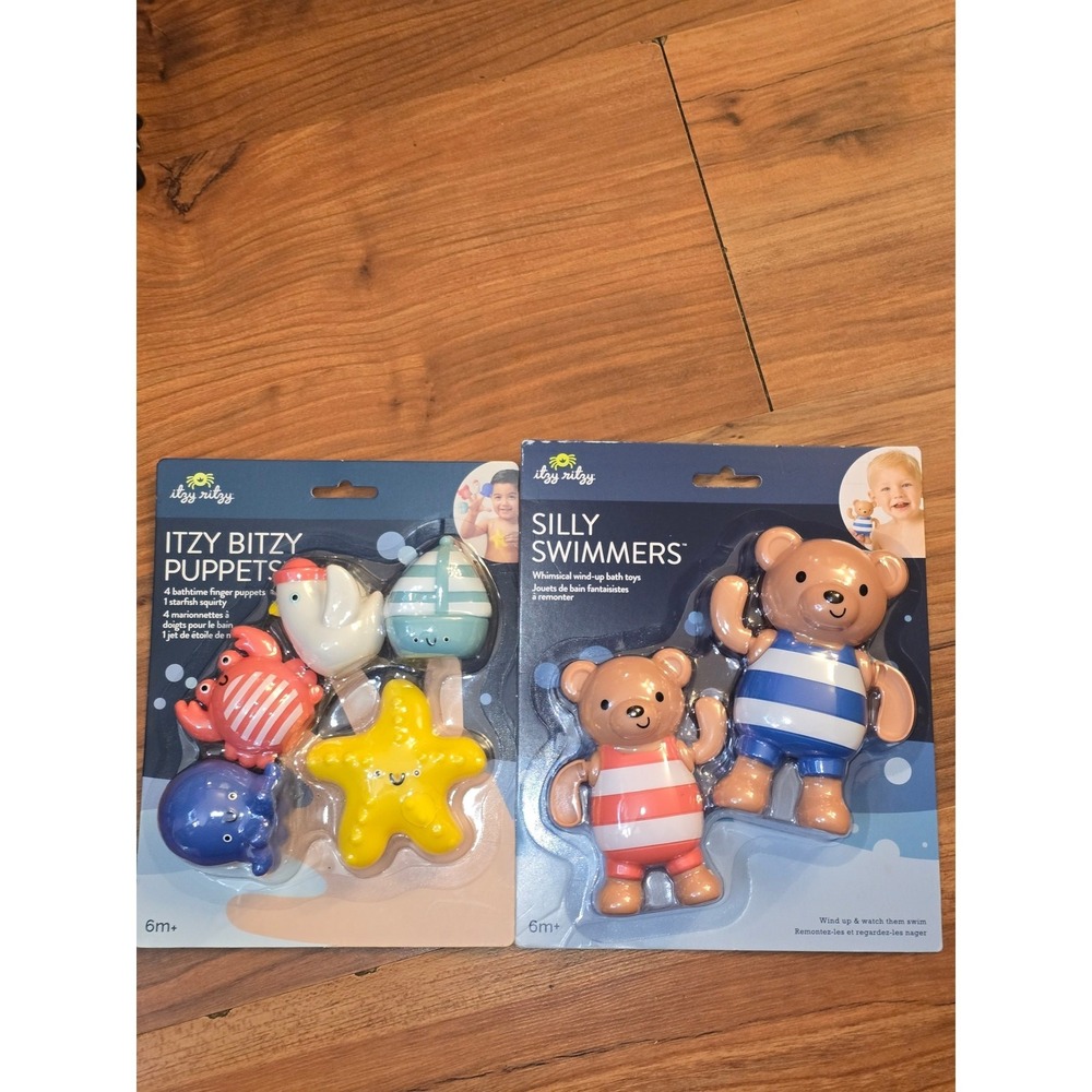Itzy Ritzy silly swimmers 5 Puppets Nautical Bath Toy Set 6m+ Plastic S2